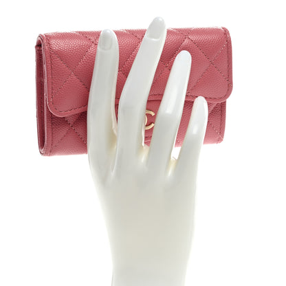 Chanel Caviar Quilted Flap Card Holder Wallet Dark Pink 2 of 8