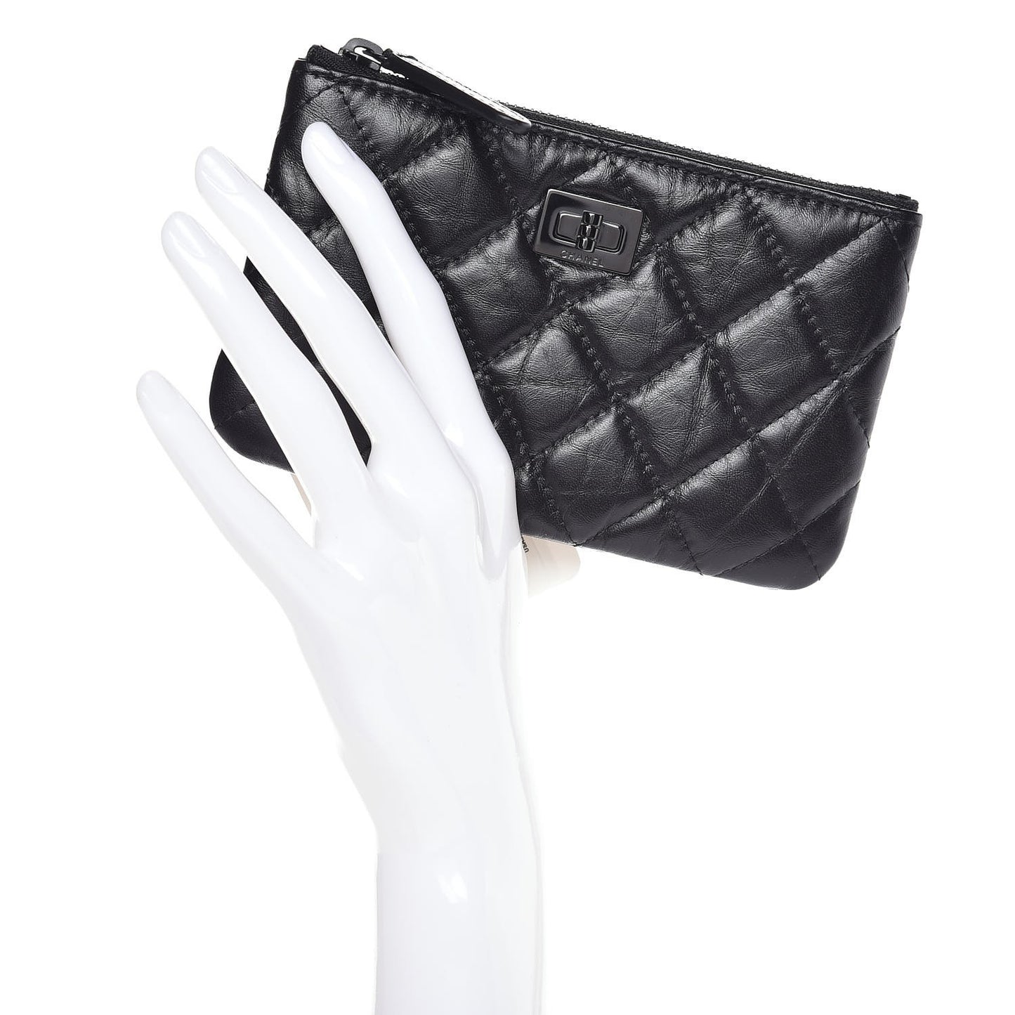 Aged Calfskin Quilted Small Reissue Cosmetic Case So Black