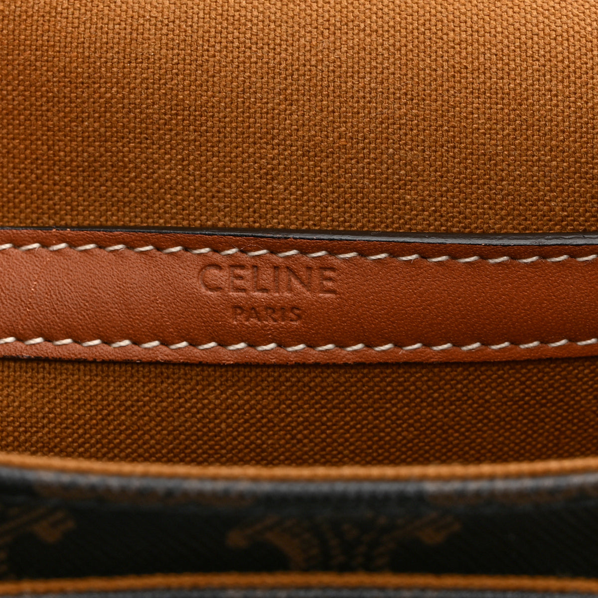 Celine Triomphe Canvas Medium Folco Bag Tan 6 of 10