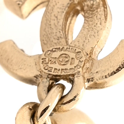 Chanel Pearl Crystal CC Heart Drop Earrings Gold Black White 4 of 4
