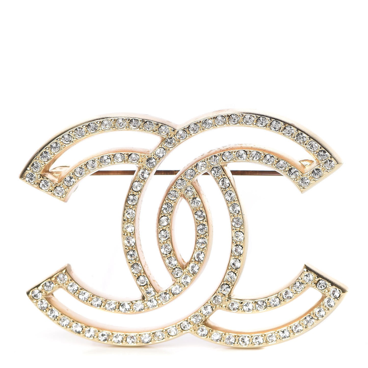 Crystal CC Brooch Light Gold