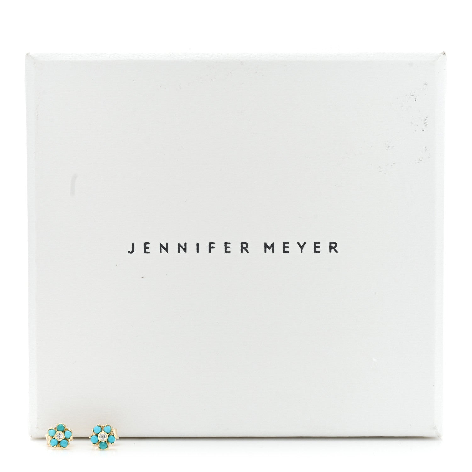 Jennifer Meyer 18K Yellow Gold Diamond Turquoise Flower Stud Earrings 5 of 5