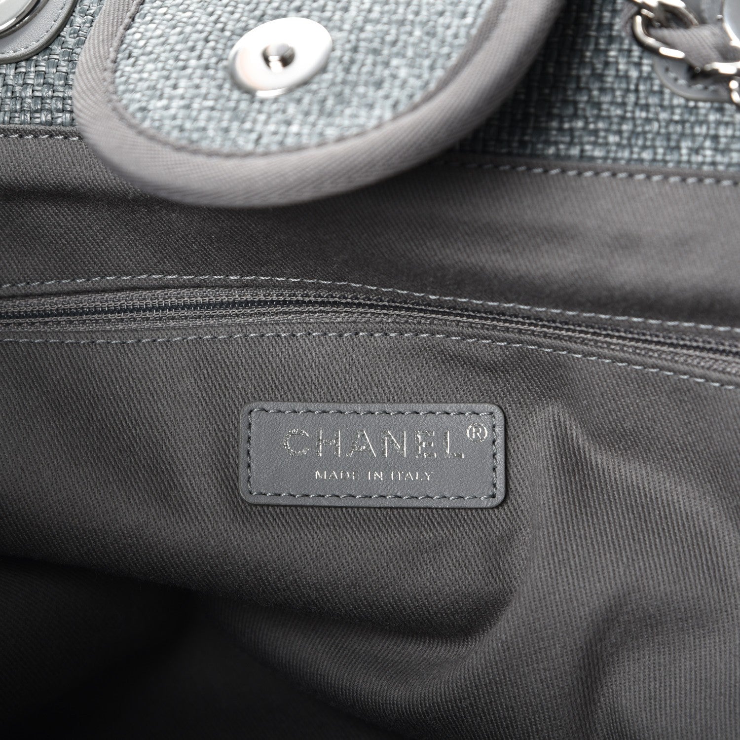 Chanel Woven Straw Raffia Large Deauville Tote Grey 7 of 9