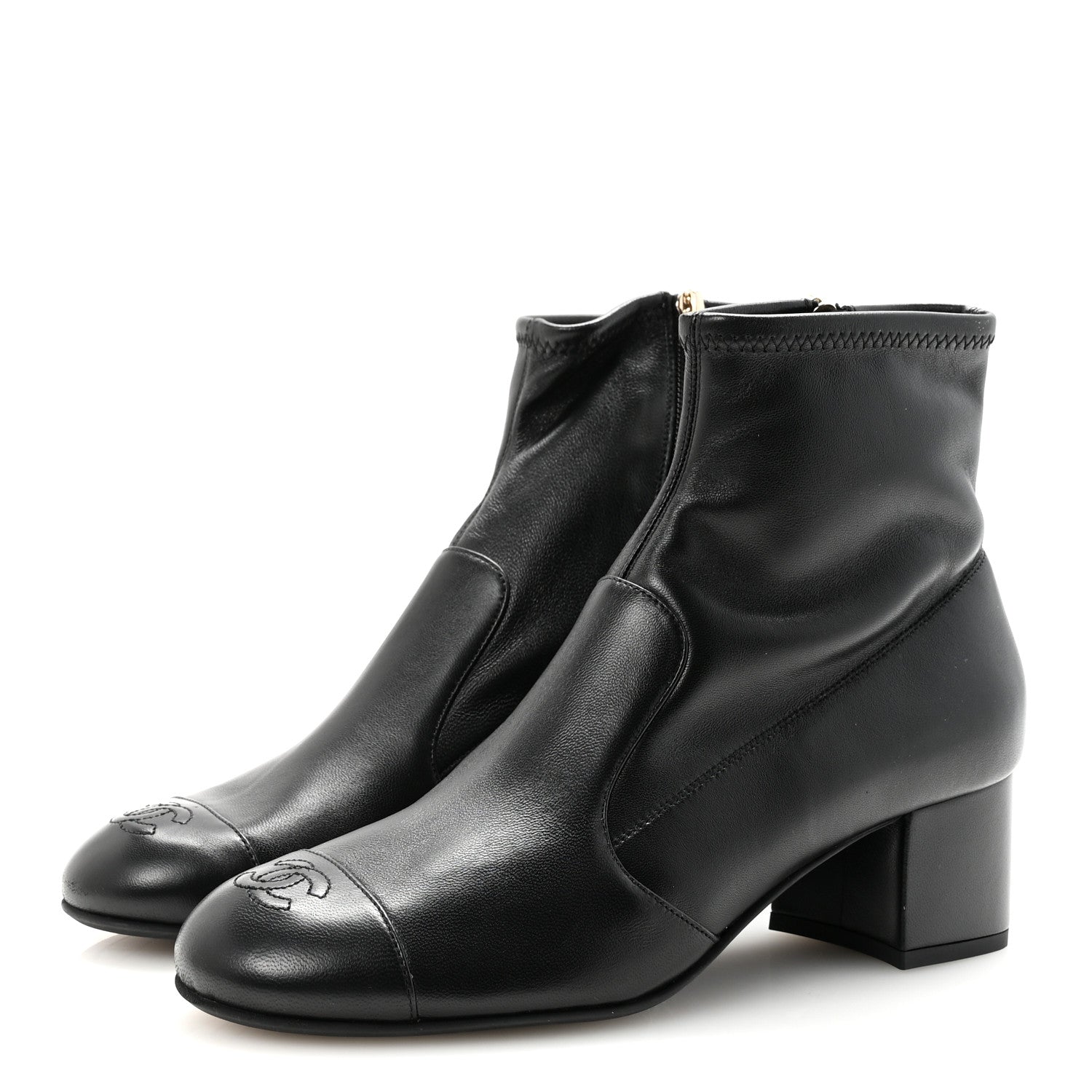 Chanel Stretch Lambskin Cap Toe CC Short Boots 40 Black 4 of 9