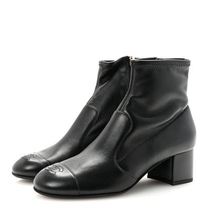 Chanel Stretch Lambskin Cap Toe CC Short Boots 40 Black 4 of 9