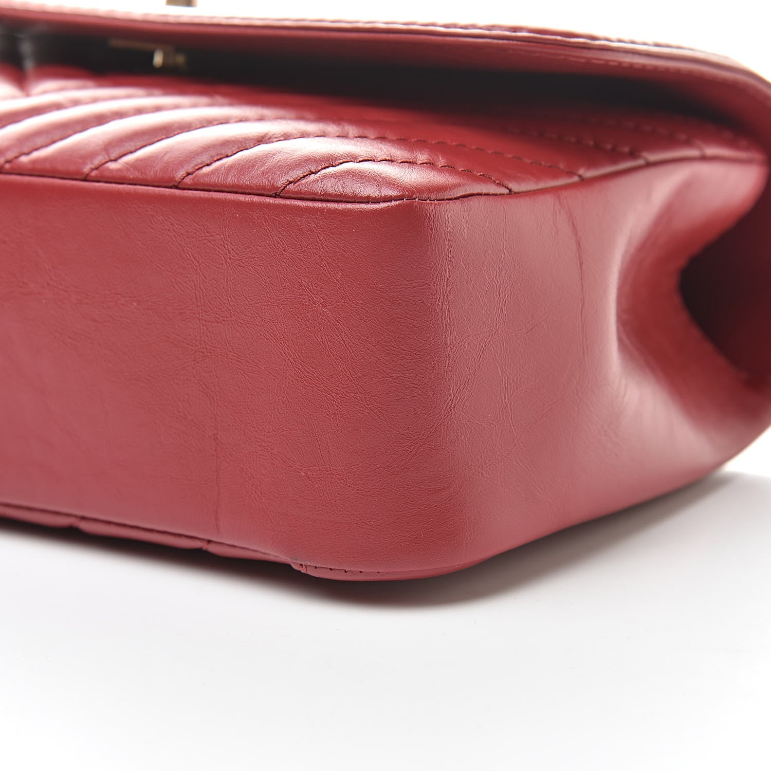 Chanel Calfskin Chevron Quilted Top Handle Flap Red 10 of 10