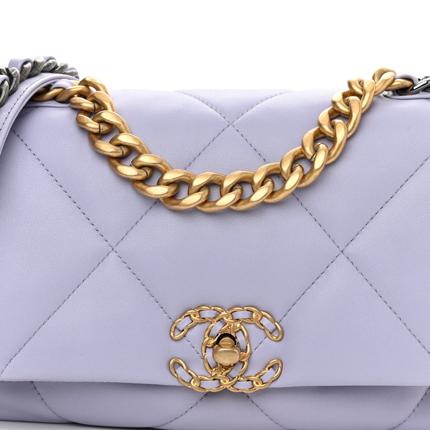 Chanel Lambskin Quilted Medium Chanel 19 Flap Light Purple 7 of 9