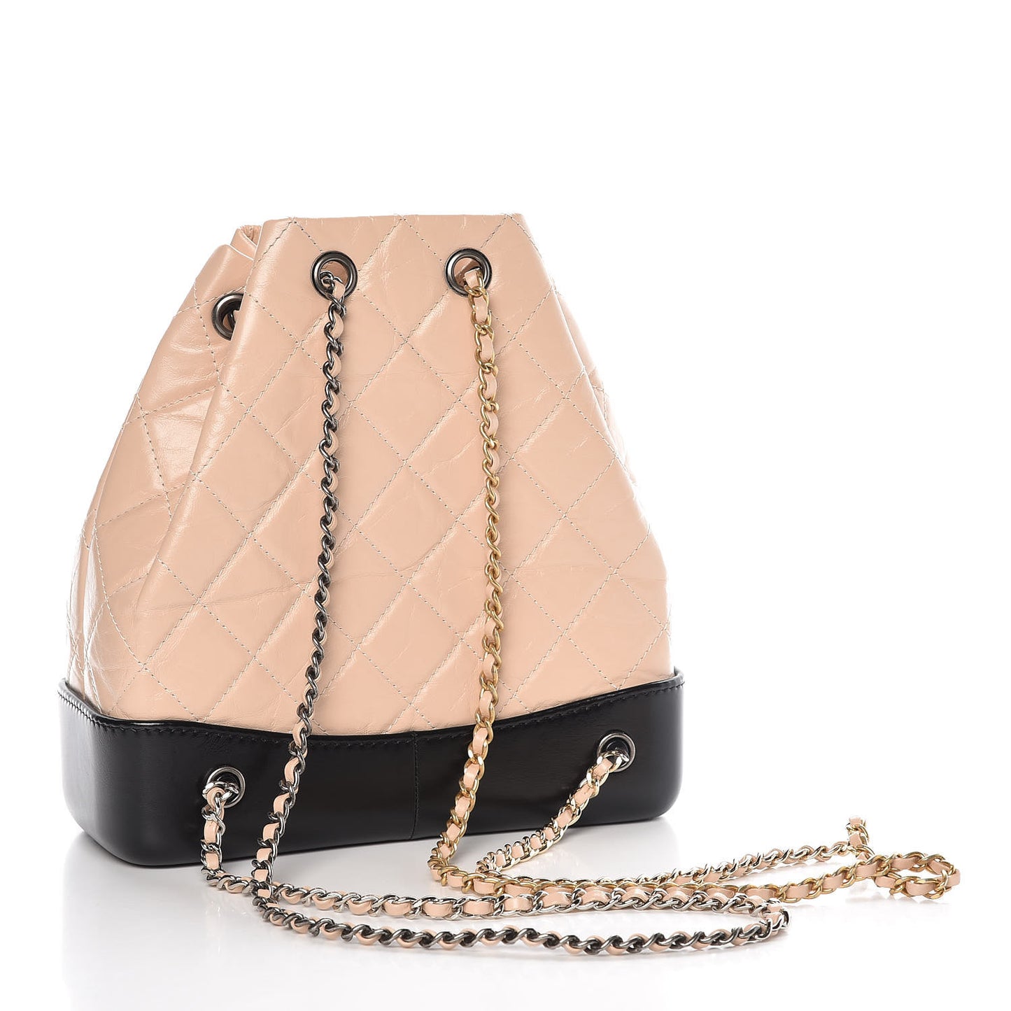 Aged Calfskin Quilted Small Gabrielle Backpack Beige Black