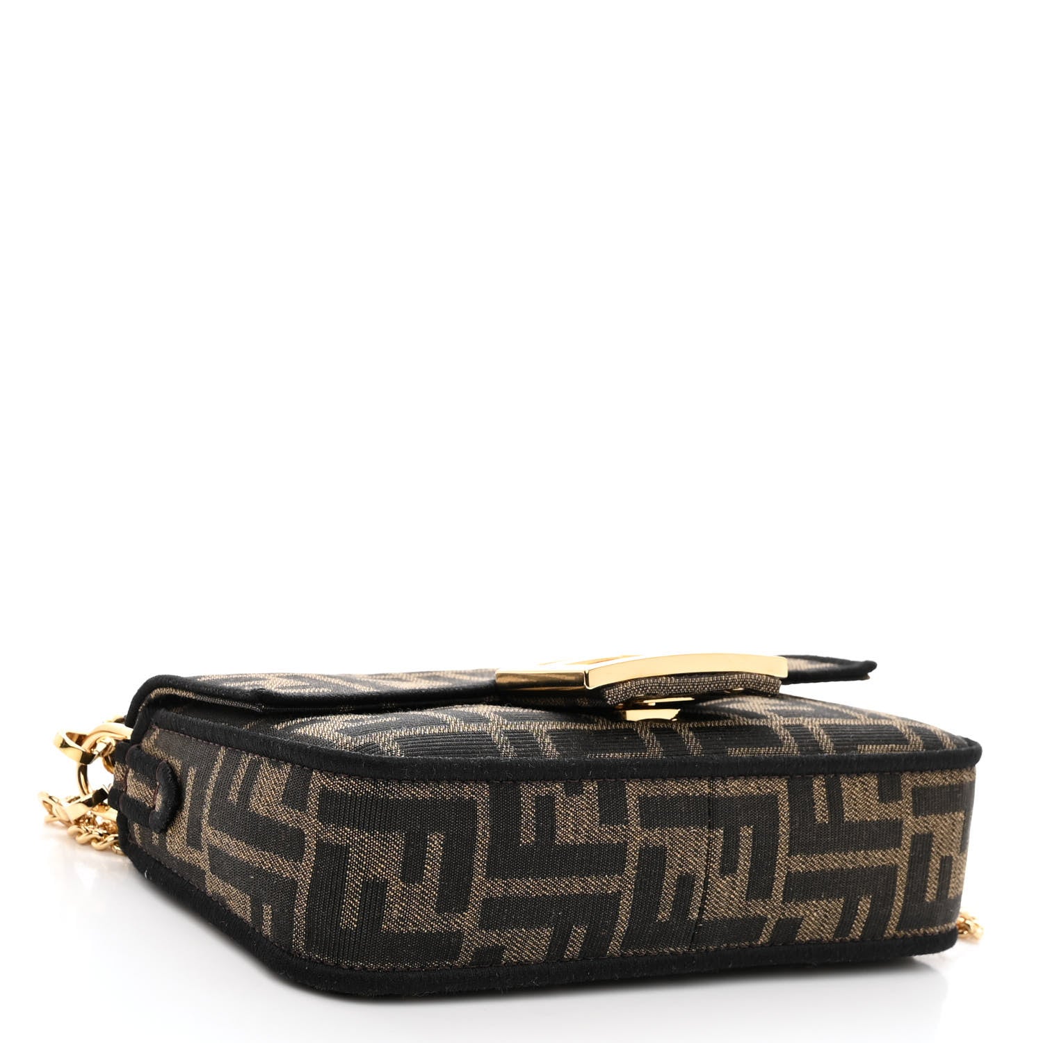 Fendi Fabric Jacquard FF 1974 Mini Baguette Tobacco Moro Black 4 of 9