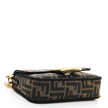 Fendi Fabric Jacquard FF 1974 Mini Baguette Tobacco Moro Black 4 of 9