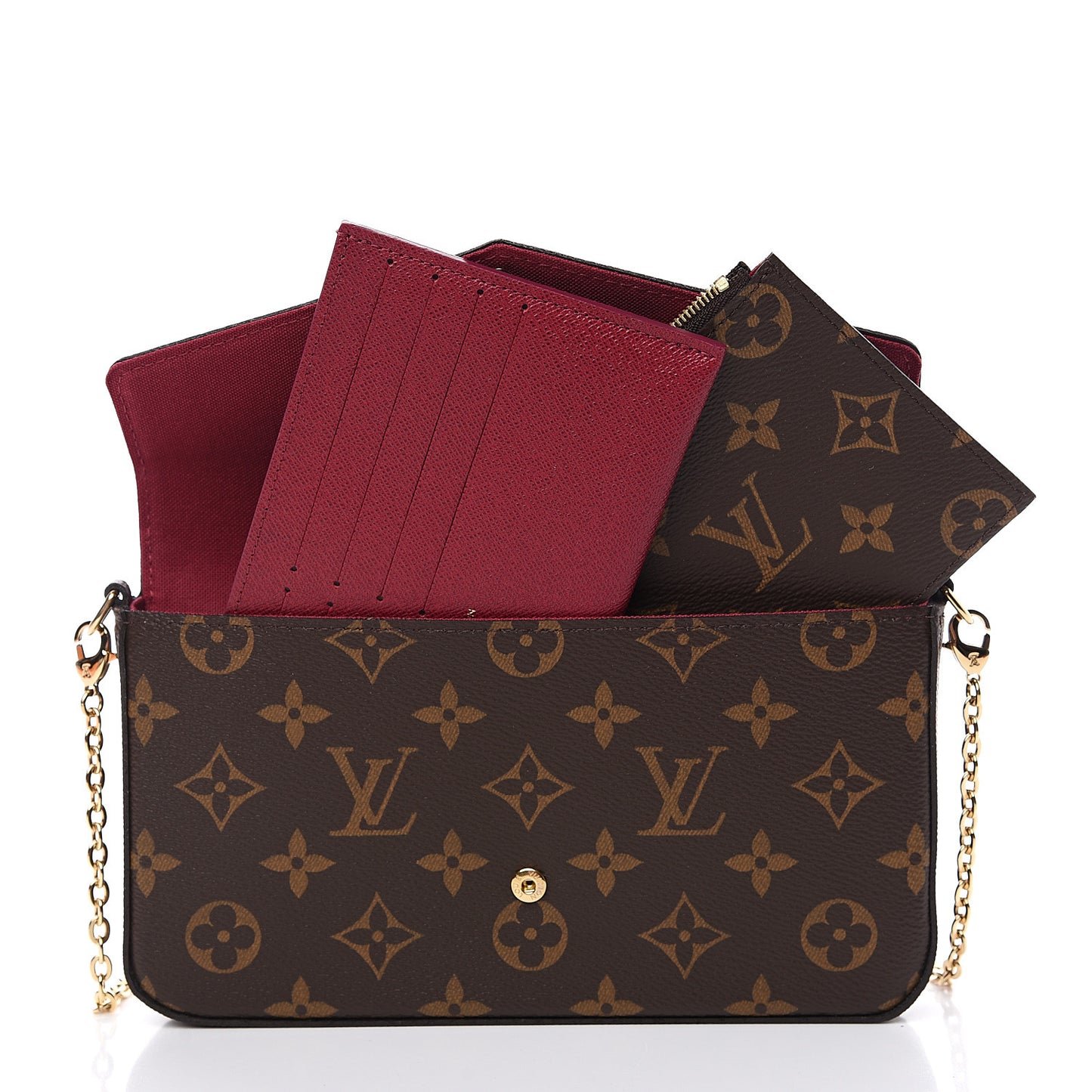 Monogram Pochette Felicie Chain Wallet Fuchsia
