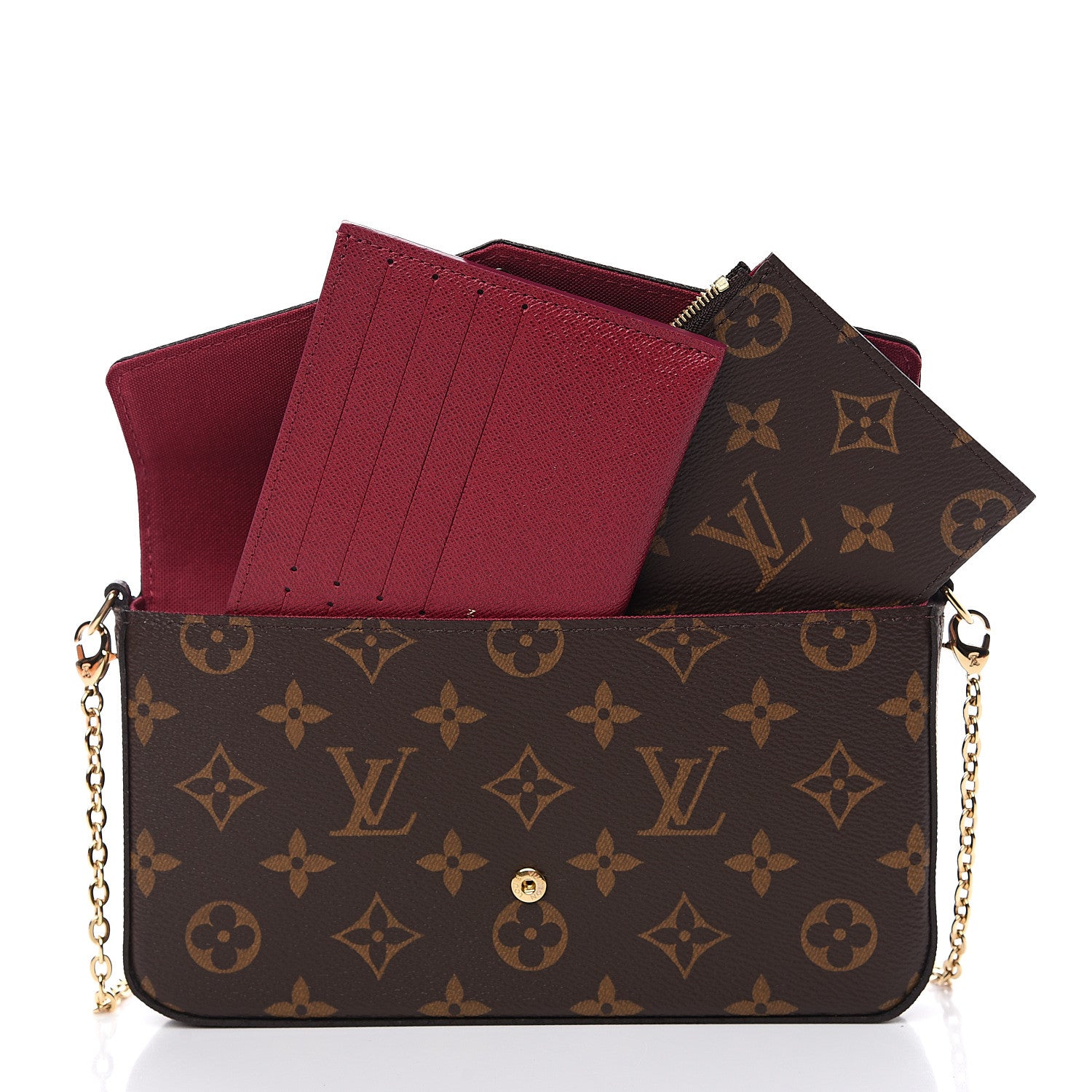 Louis Vuitton Monogram Pochette Felicie Chain Wallet Fuchsia 7 of 10