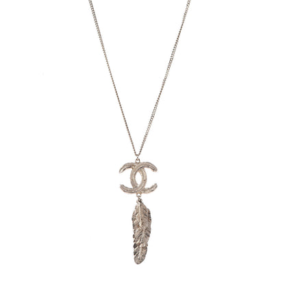 Chanel CC Leaf Pendant Necklace Gold 1 of 6