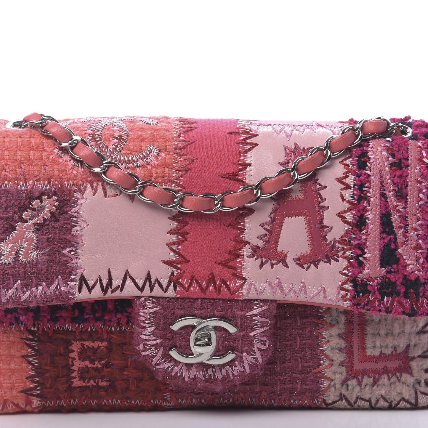 Lambskin Tweed Patchwork Medium Single Flap Multicolor