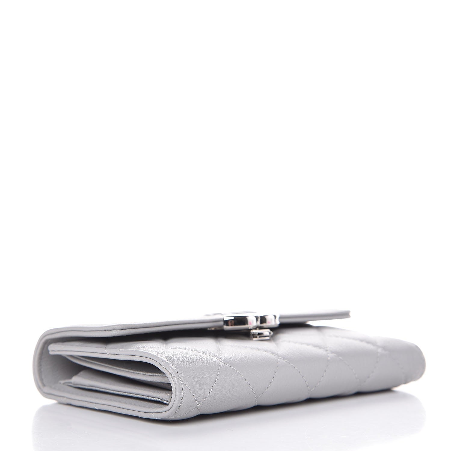 Chanel Lambskin Quilted CC Box Flap Wallet Grey 4 of 10