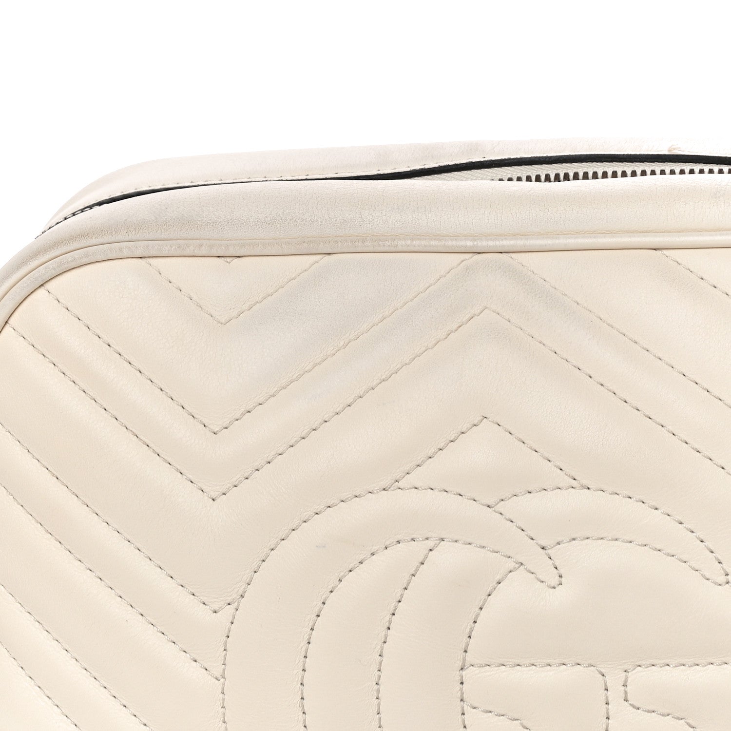 Gucci Calfskin Matelasse Medium GG Marmont Chain Shoulder Bag Mystic White 14 of 14