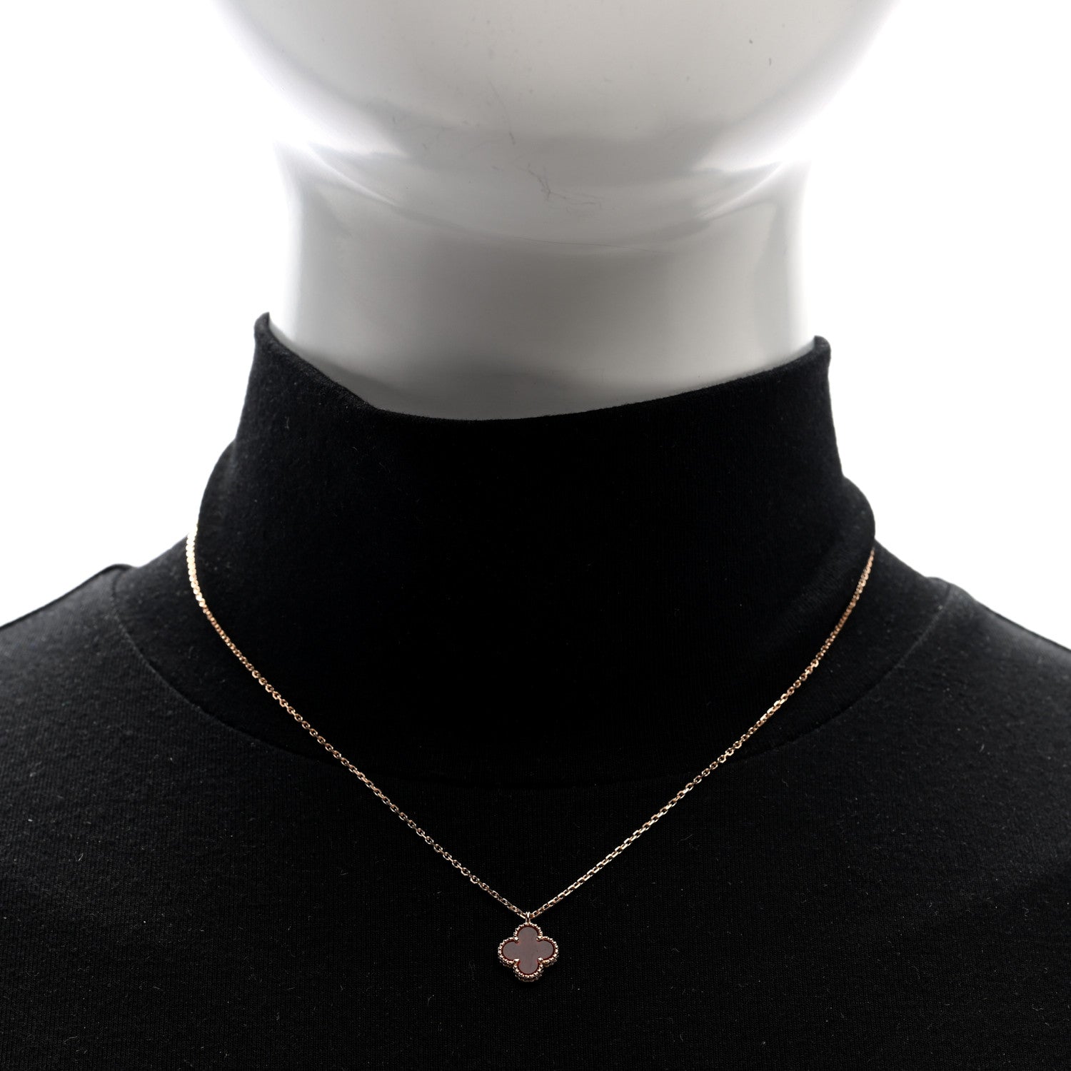Van Cleef & Arpels 18k Rose Gold Carnelian Sweet Alhambra Heart Pendant Necklace 2 of 5