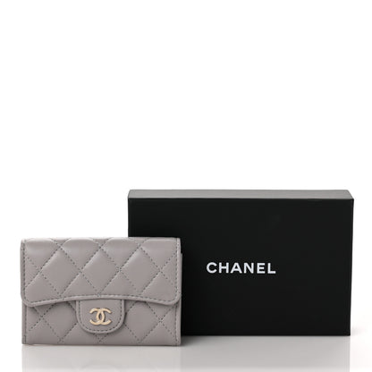 Chanel Lambskin Quilted Flap Card Holder Wallet Grey 11 of 11