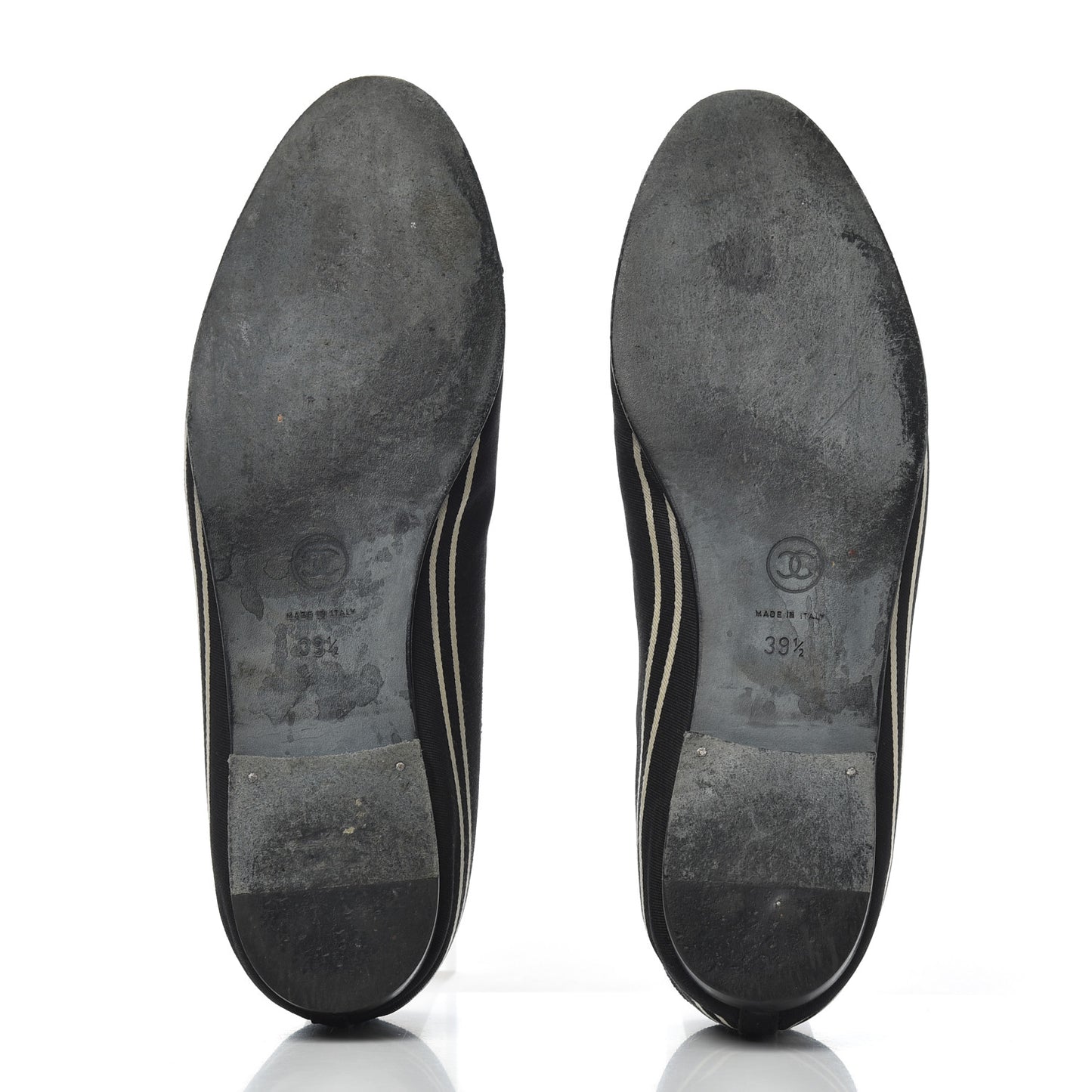 Fabric Grosgrain Cap Toe Ballerina Flats 39.5 Black