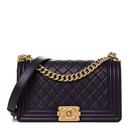 Chanel Lambskin Quilted Medium Boy Flap Purple 1 of 8