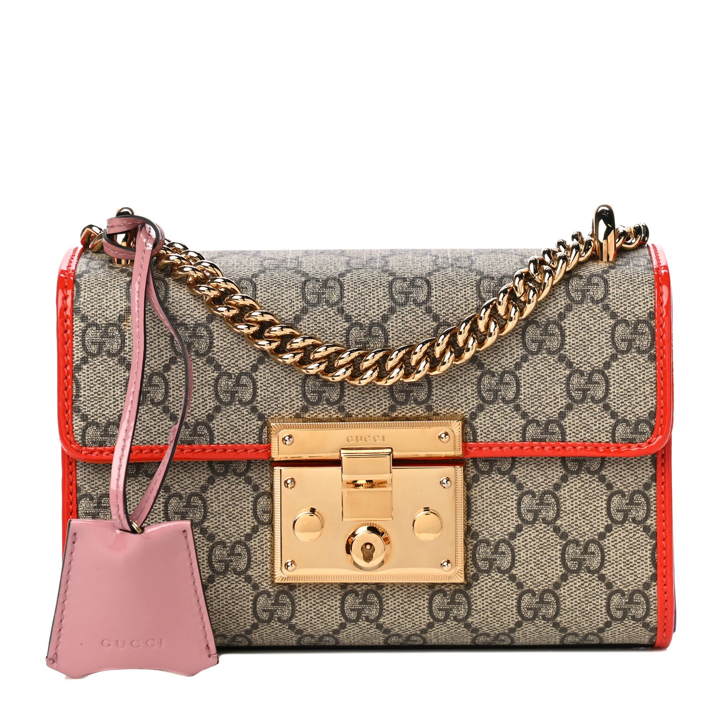 GG Supreme Monogram Patent Small Padlock Shoulder Bag Multicolor