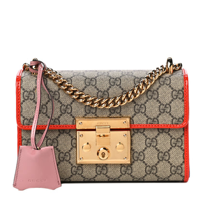 Gucci GG Supreme Monogram Patent Small Padlock Shoulder Bag Multicolor 1 of 13