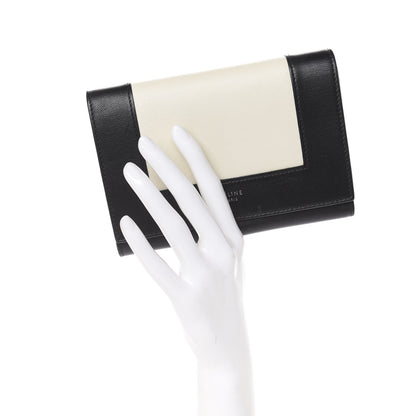 Celine Smooth Lambskin Medium Frame Multifunction Wallet Black White 2 of 7