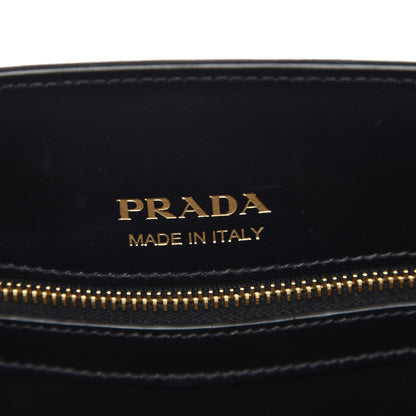 Prada Saffiano City Calfskin Medium Bibliothèque Top Handle Nero Black Bianco 6 of 6