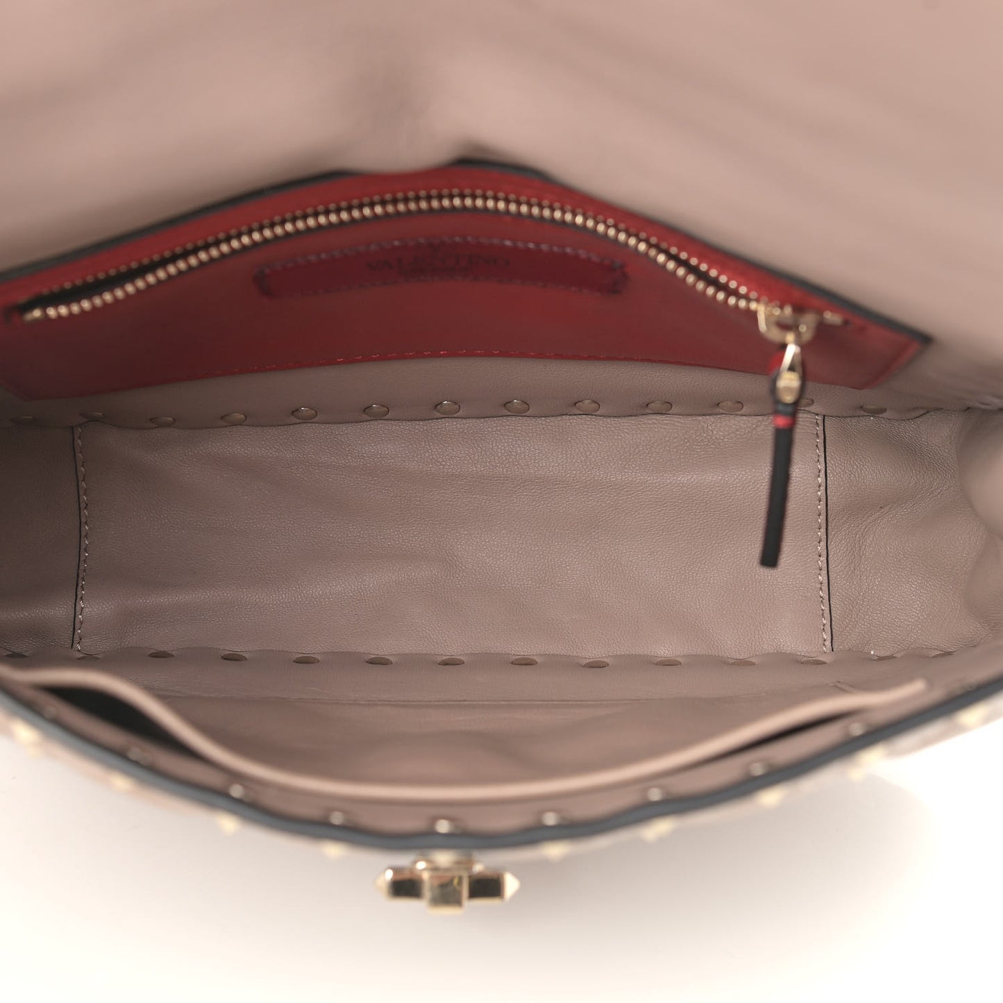 Nappa Medium Rockstud Spike Shoulder Bag Poudre