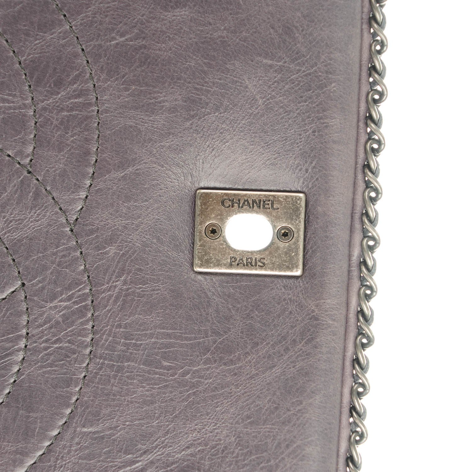 Chanel Calfskin Quilted Large CC Enchained Accordion Flap Grey 6 of 9