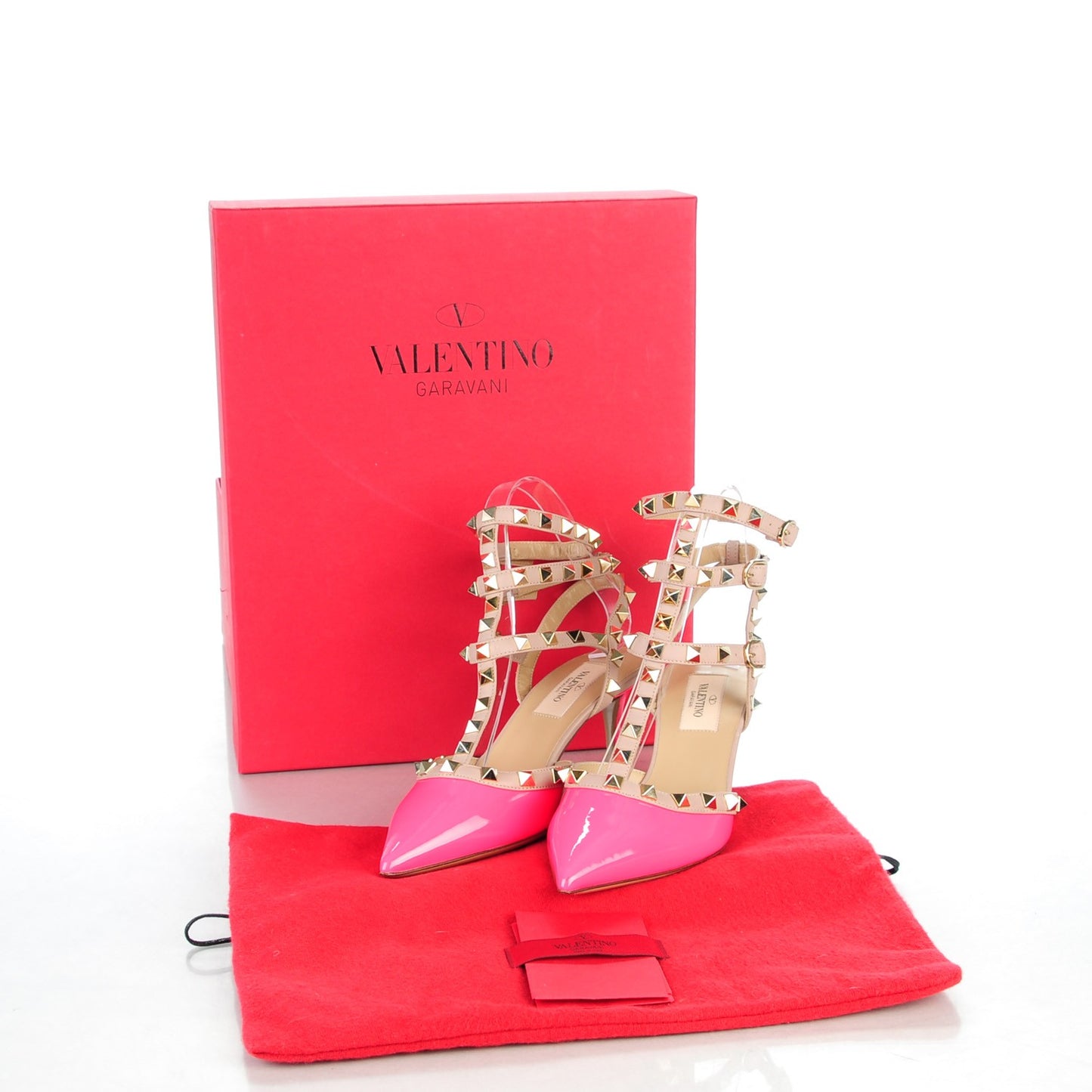 Patent Rockstud Ankle Strap 65mm Pumps 36 Fuxia Fluo Poudre