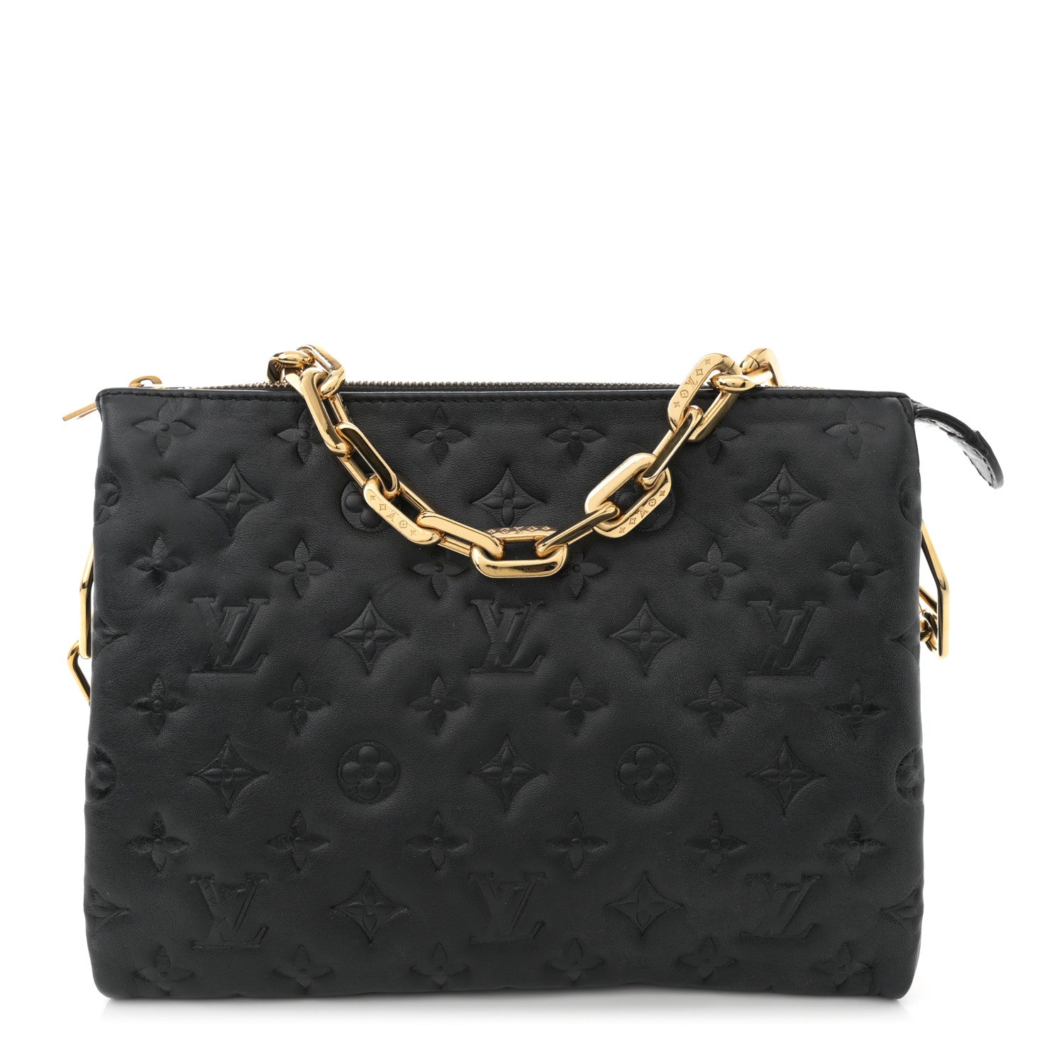 Louis Vuitton Lambskin Embossed Monogram Coussin PM Black 1 of 12