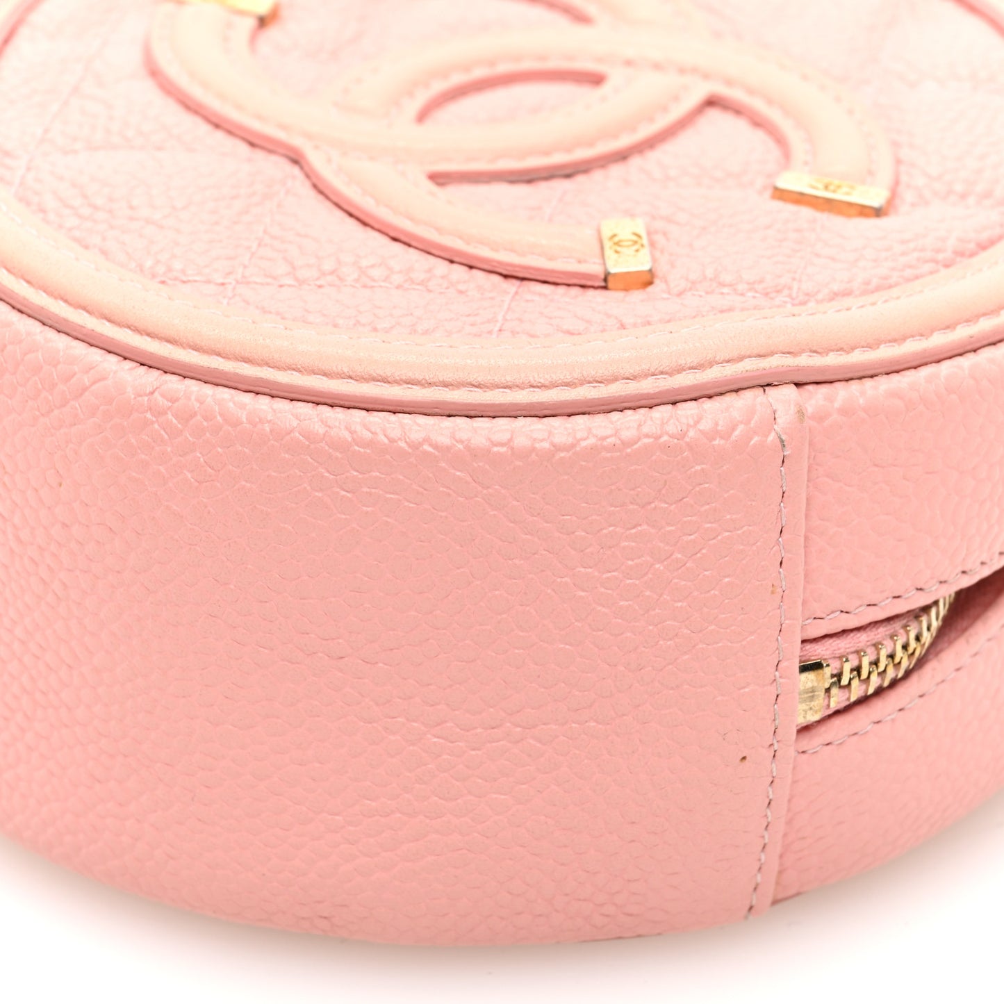 Caviar Quilted Round Filigree Crossbody Pink