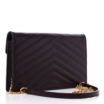Saint Laurent Grain De Poudre Matelasse Chevron Monogram Envelope Chain Wallet Rogue Legion 3 of 12