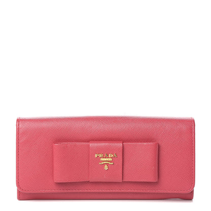 Prada Saffiano Bow Continental Wallet Peonia 1 of 7
