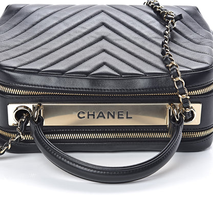 Chanel Lambskin Chevron Quilted Small Trendy CC Bowling Bag Black 12 of 14
