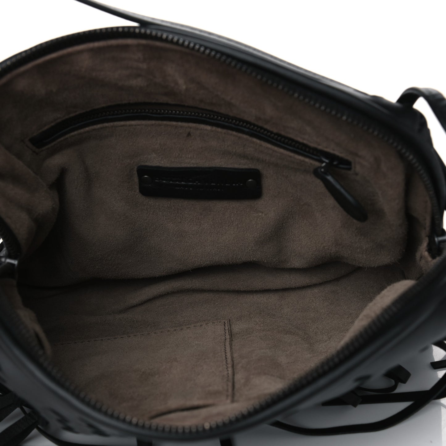 Nappa Intrecciato Fringe Nodini Crossbody Messenger Black