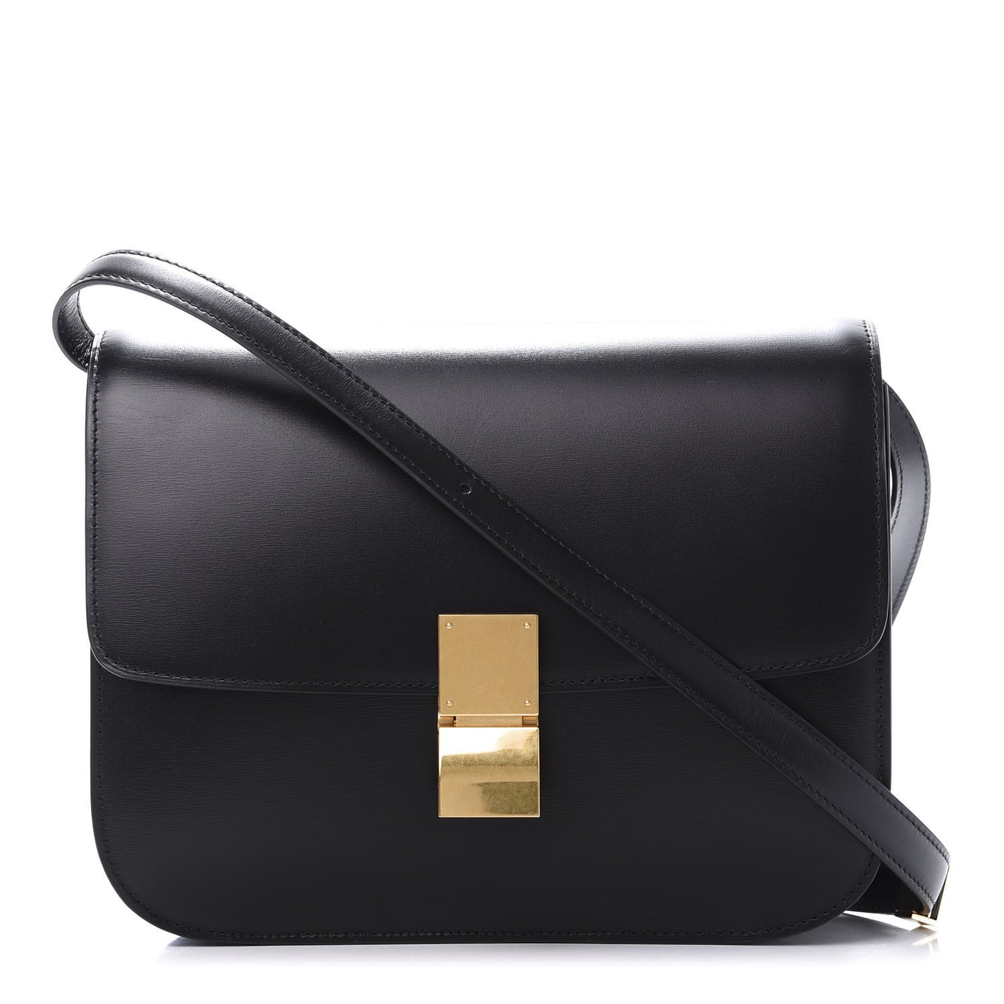 Box Calfskin Medium Classic Box Flap Bag Black