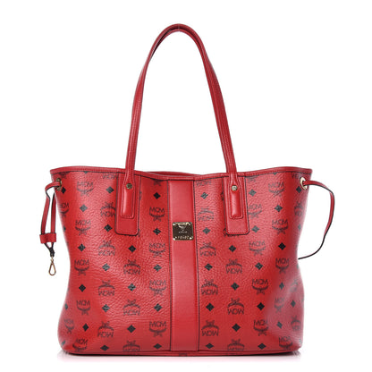 MCM Visetos Medium Liz Reversible Shopper Tote Ruby Red 1 of 14