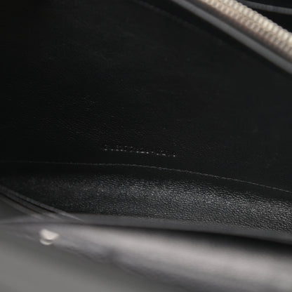 Saint Laurent Grain De Poudre Matelasse Chevron Monogram Chain Wallet Black 8 of 12