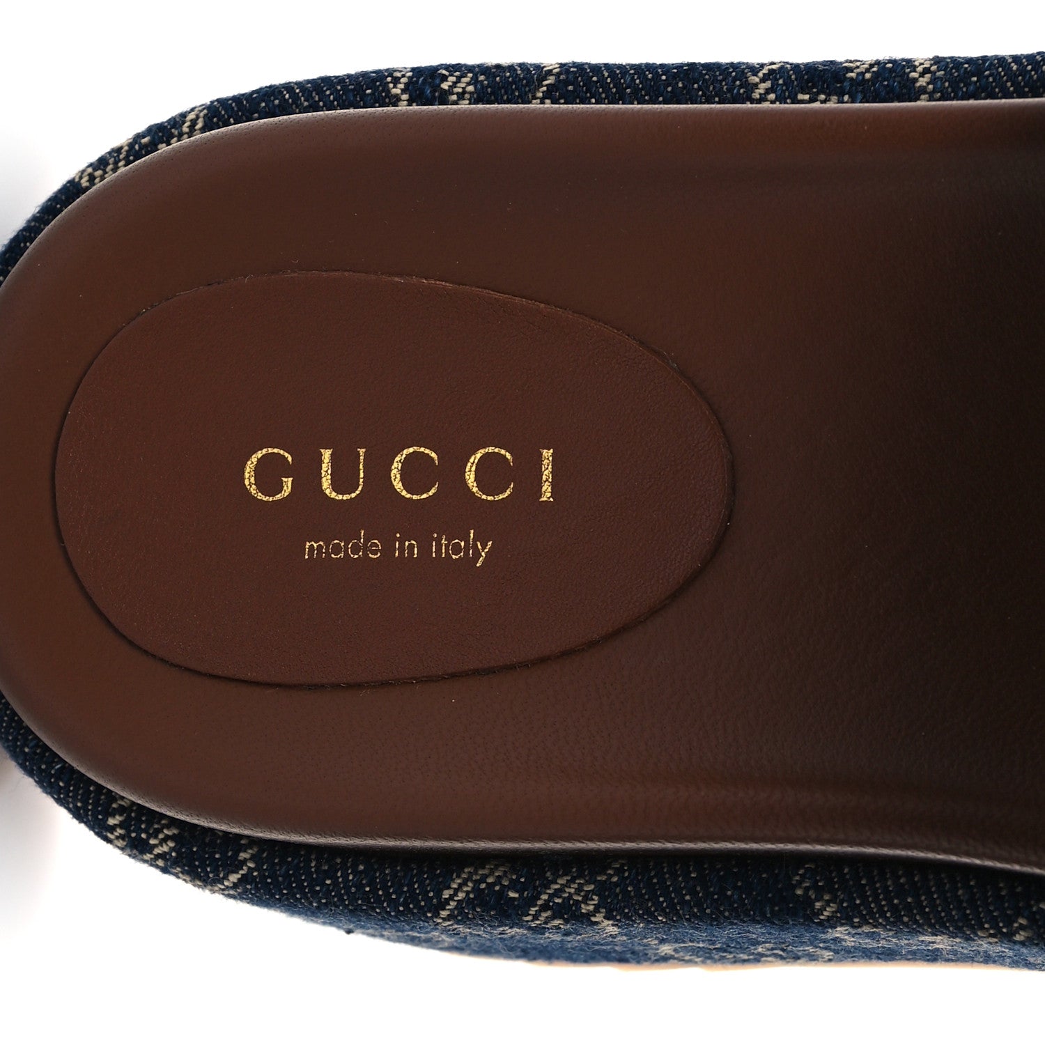 Gucci New Denim GG Monogram Angelina Platform 55mm Slide Sandals 37 Blue Tea 8 of 10