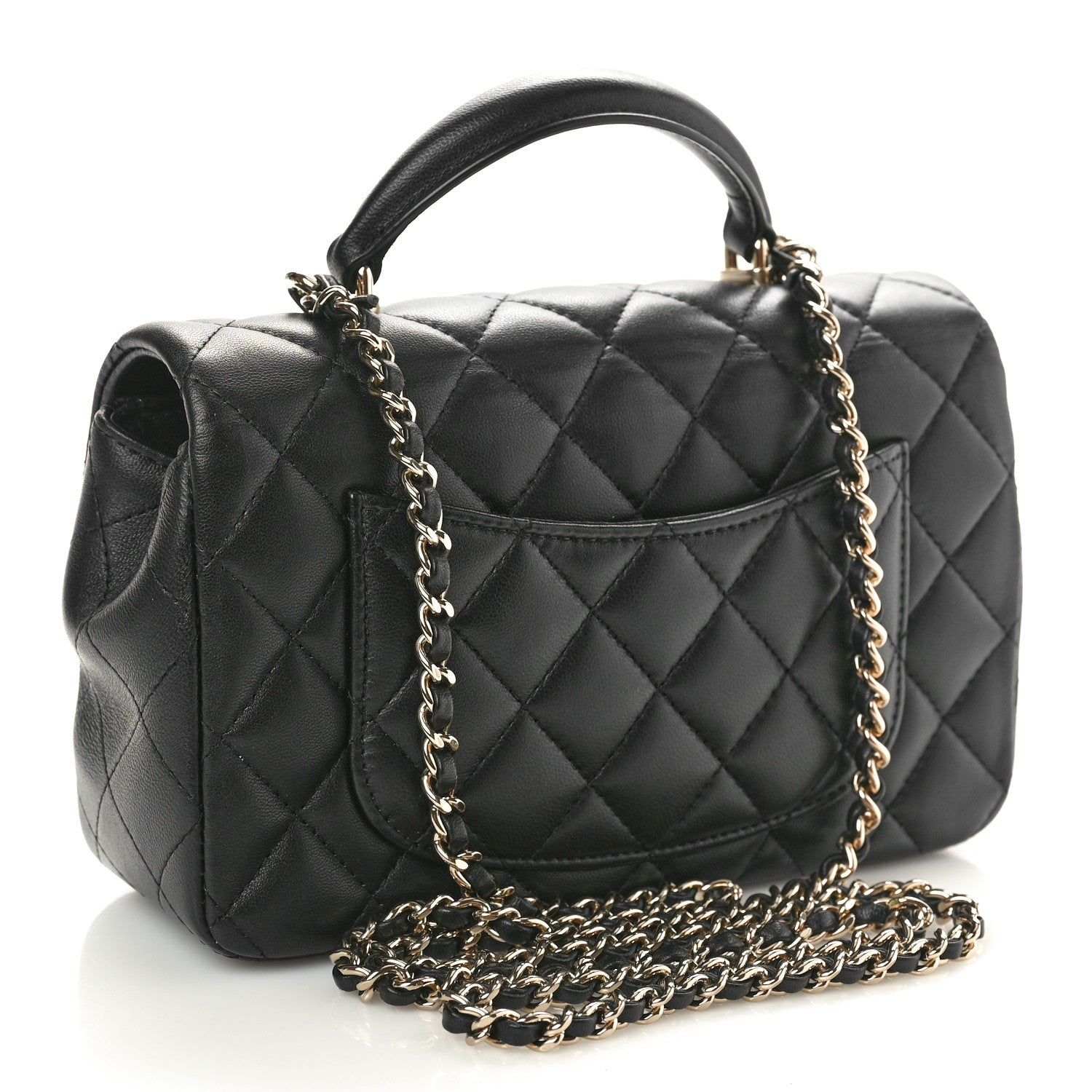 Chanel Lambskin Quilted Mini Top Handle Rectangular Flap Black 3 of 10