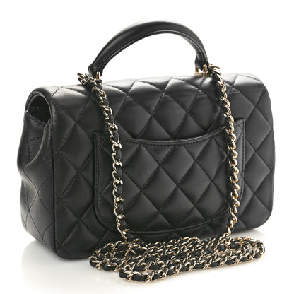 Chanel Lambskin Quilted Mini Top Handle Rectangular Flap Black 3 of 10