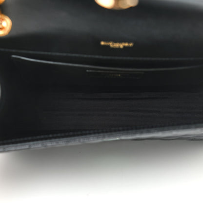 Saint Laurent Grain De Poudre Textured Mixed Matelasse Triquilt Medium Monogram Satchel Black 5 of 9