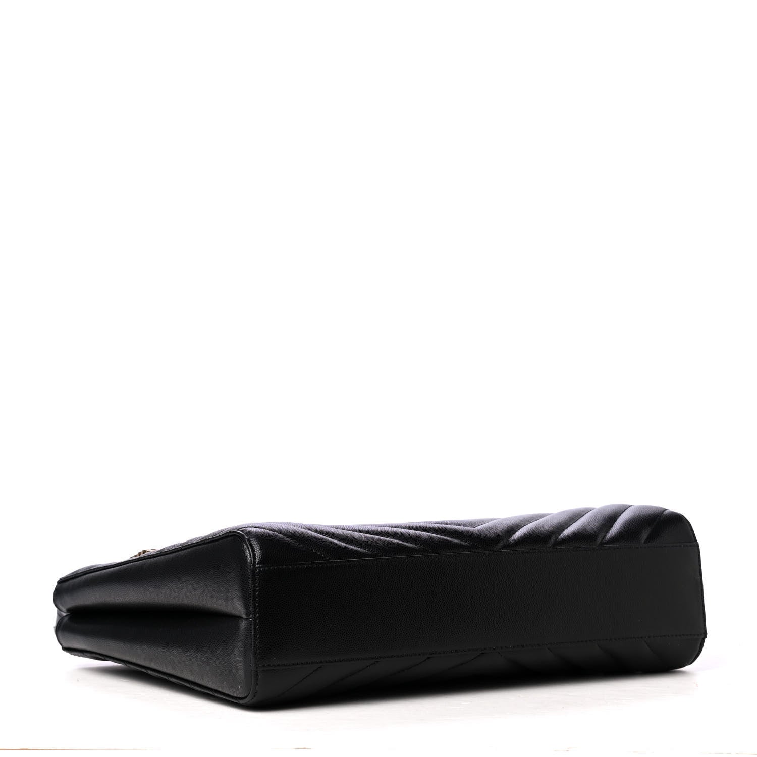 Saint Laurent Grain De Poudre Matelasse Chevron Medium Tribeca Shopping Bag Black 3 of 4