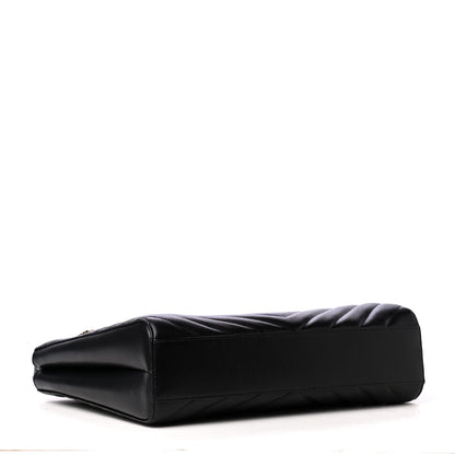 Saint Laurent Grain De Poudre Matelasse Chevron Medium Tribeca Shopping Bag Black 3 of 4