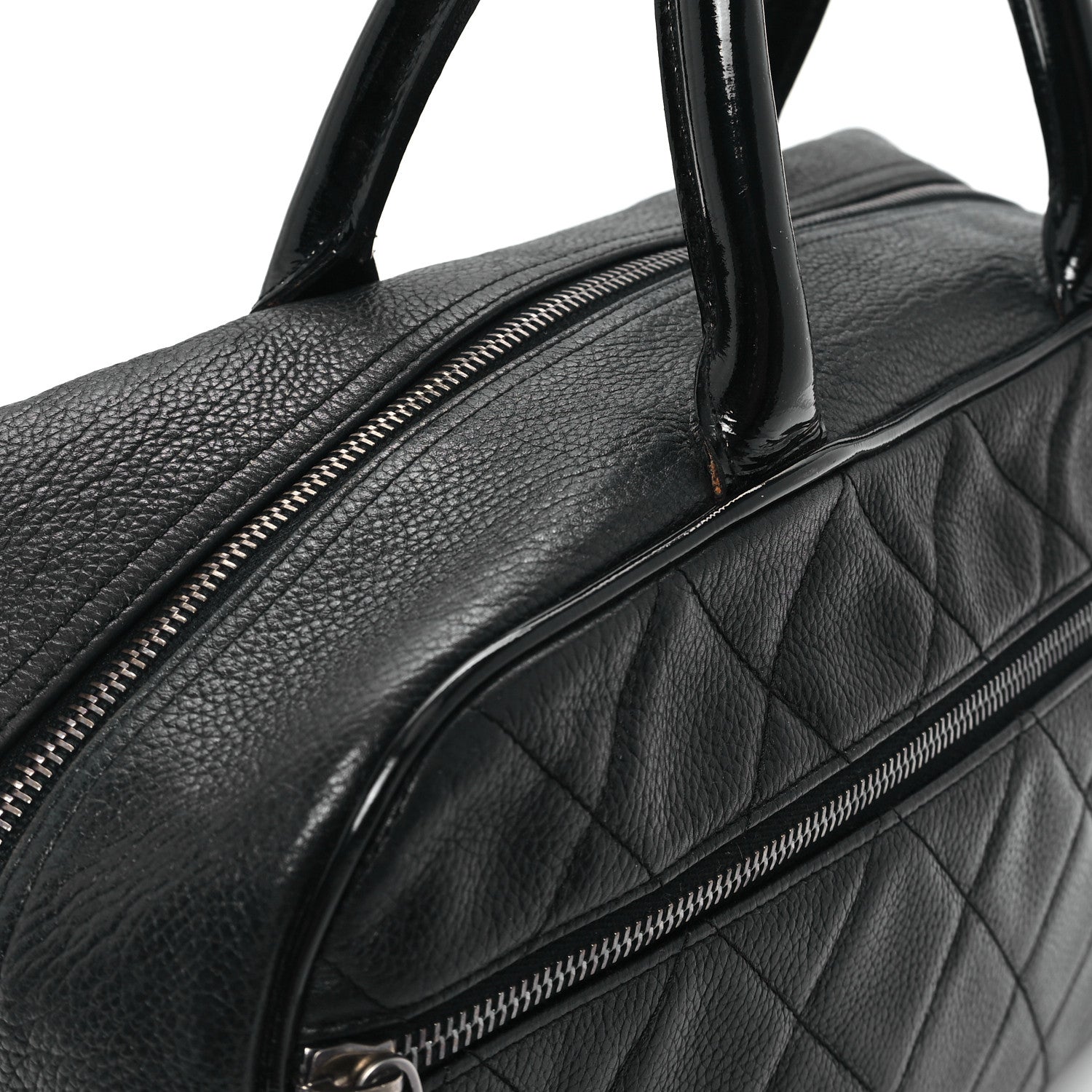 Chanel Calfskin Patent Quilted Bowler Black 13 of 13