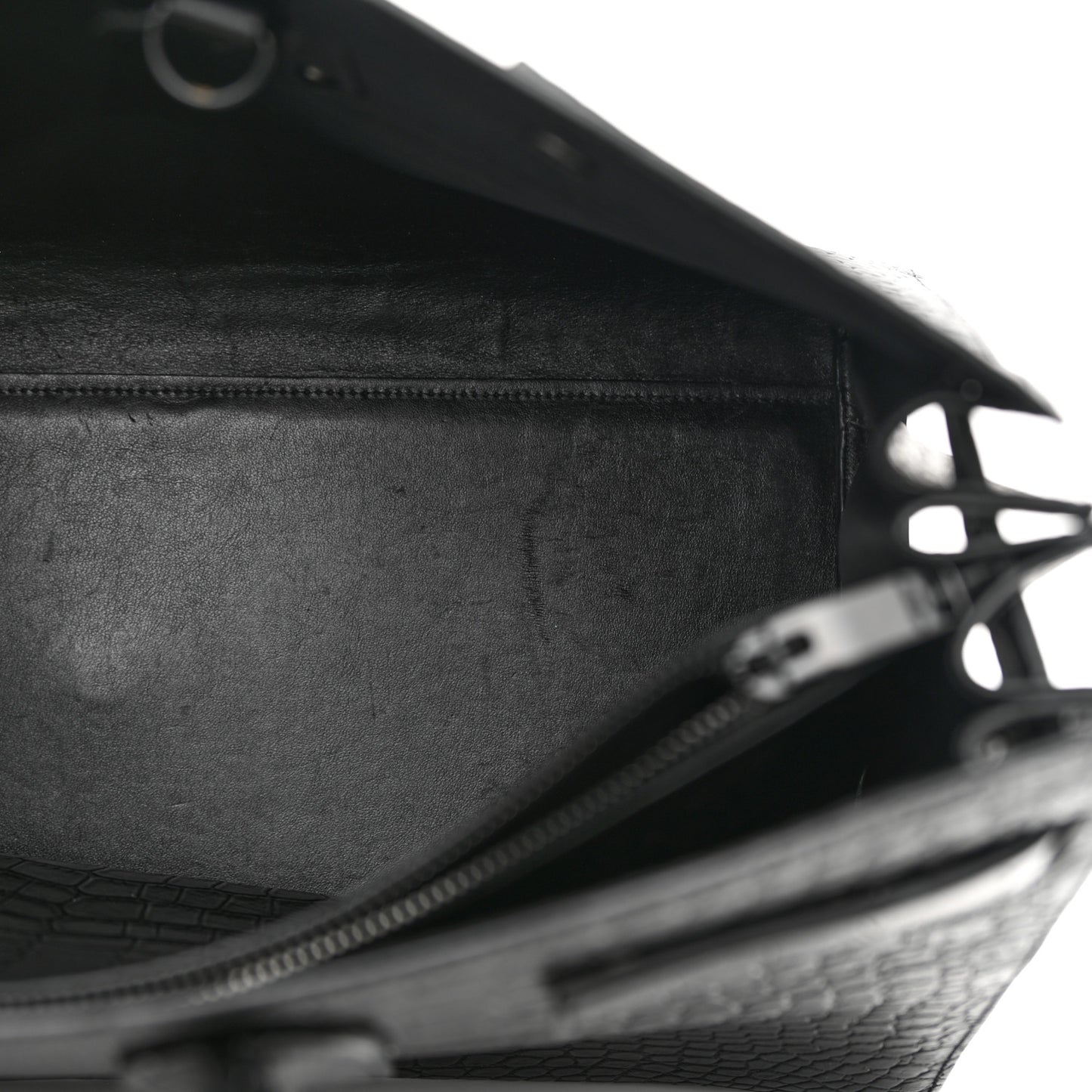 Calfskin Crocodile Embossed Large Sac De Jour Carryall Black