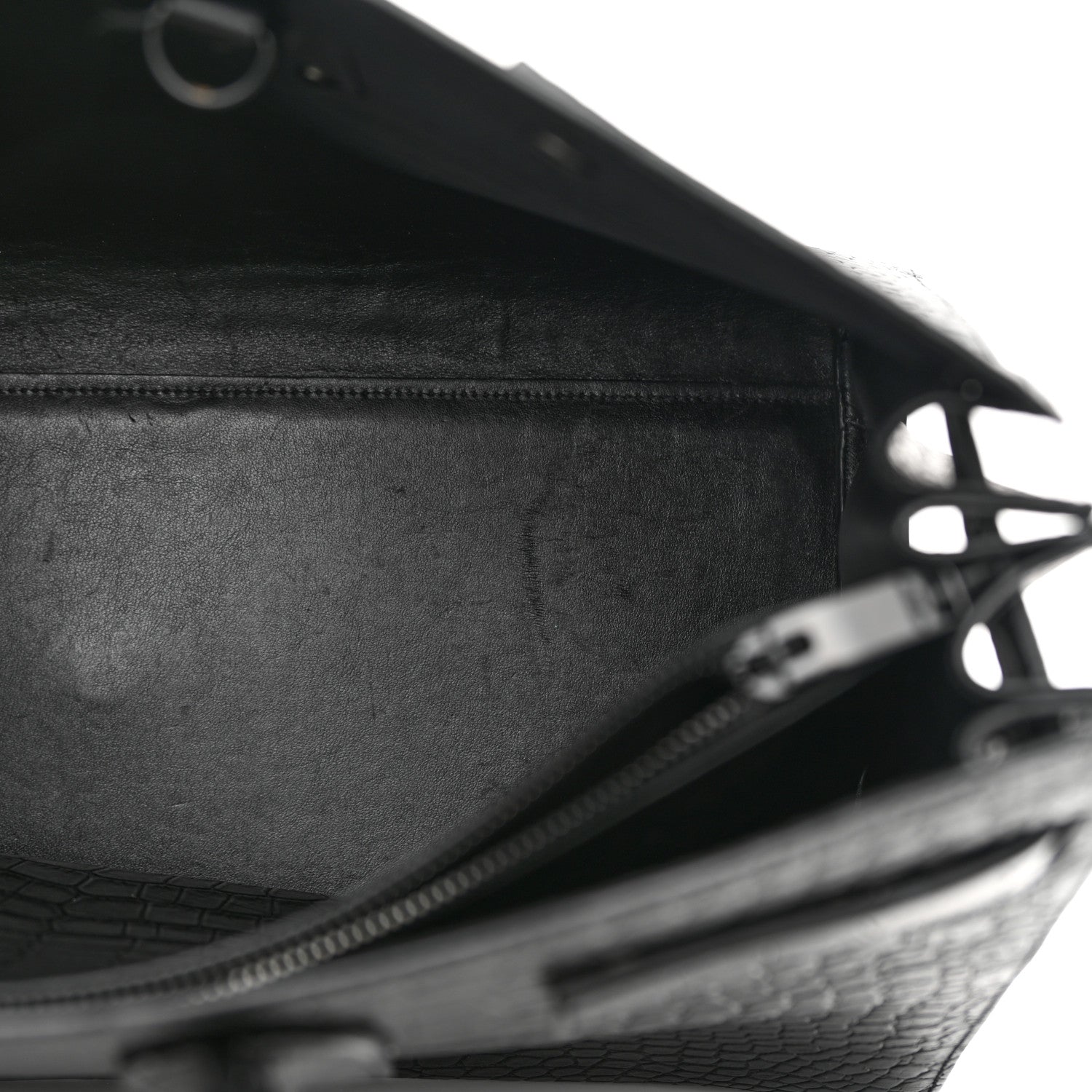 Saint Laurent Calfskin Crocodile Embossed Large Sac De Jour Carryall Black 11 of 26