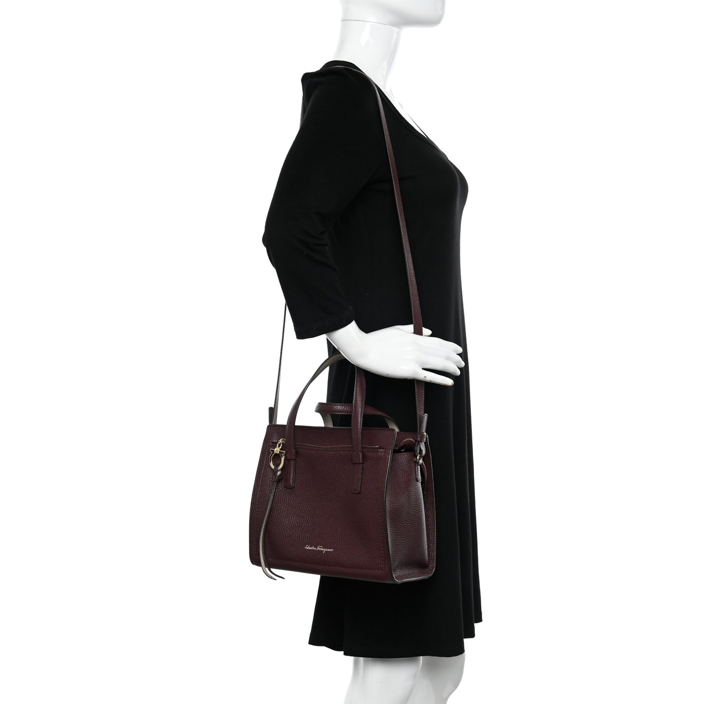 Hammered Calfskin Double Handle Small Amy Tote Red